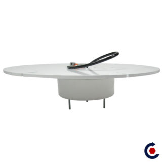 Motorized platform with rotating electrical input. Studs for easy installation for a sign above a reserve for example. FANTASTIC MOTORS Tel +33(0)475590651