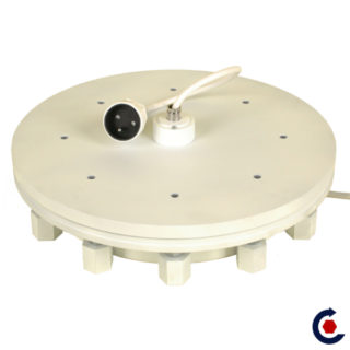Motorized turntable with rotating electrical input bulky load