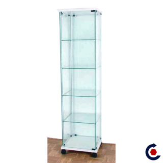 Tempered glass display case with 4 adjustable height shelves. Fantastic Motors made in France