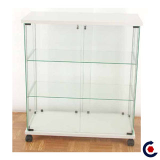 Tempered glass display case with 2 adjustable height shelves. Fantastic Motors made in France